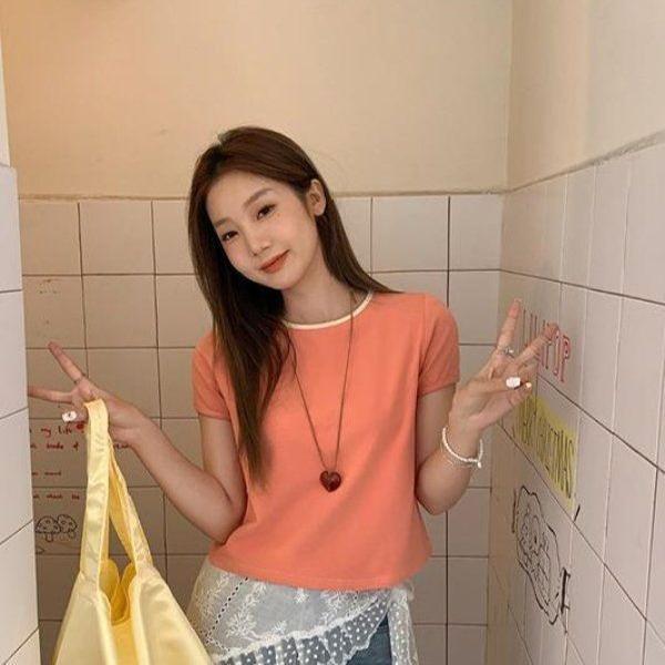 봄 여름 여성 루즈핏 라운드넥 반팔 티셔츠 비스코스 면혼방 데일리룩 캐주얼룩 베이직 - 상품 이미지