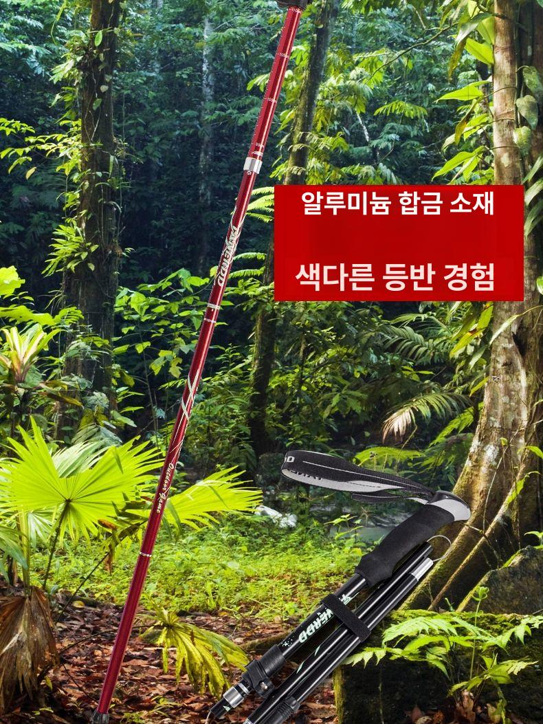 등산스틱 접이식 5단 트레킹 알루미늄 합금 야외 하이킹 1.등산스틱 5단 접이식-블랙 - 상세 이미지 4