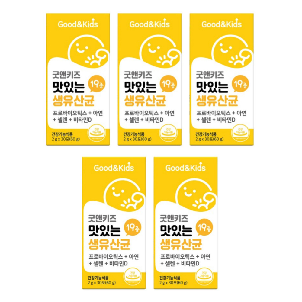 내츄럴플러스 굿앤키즈 맛있는 생유산균 두돌아기 신생아 다이렉트 약 1개월 30포, 5개 - 상품 이미지