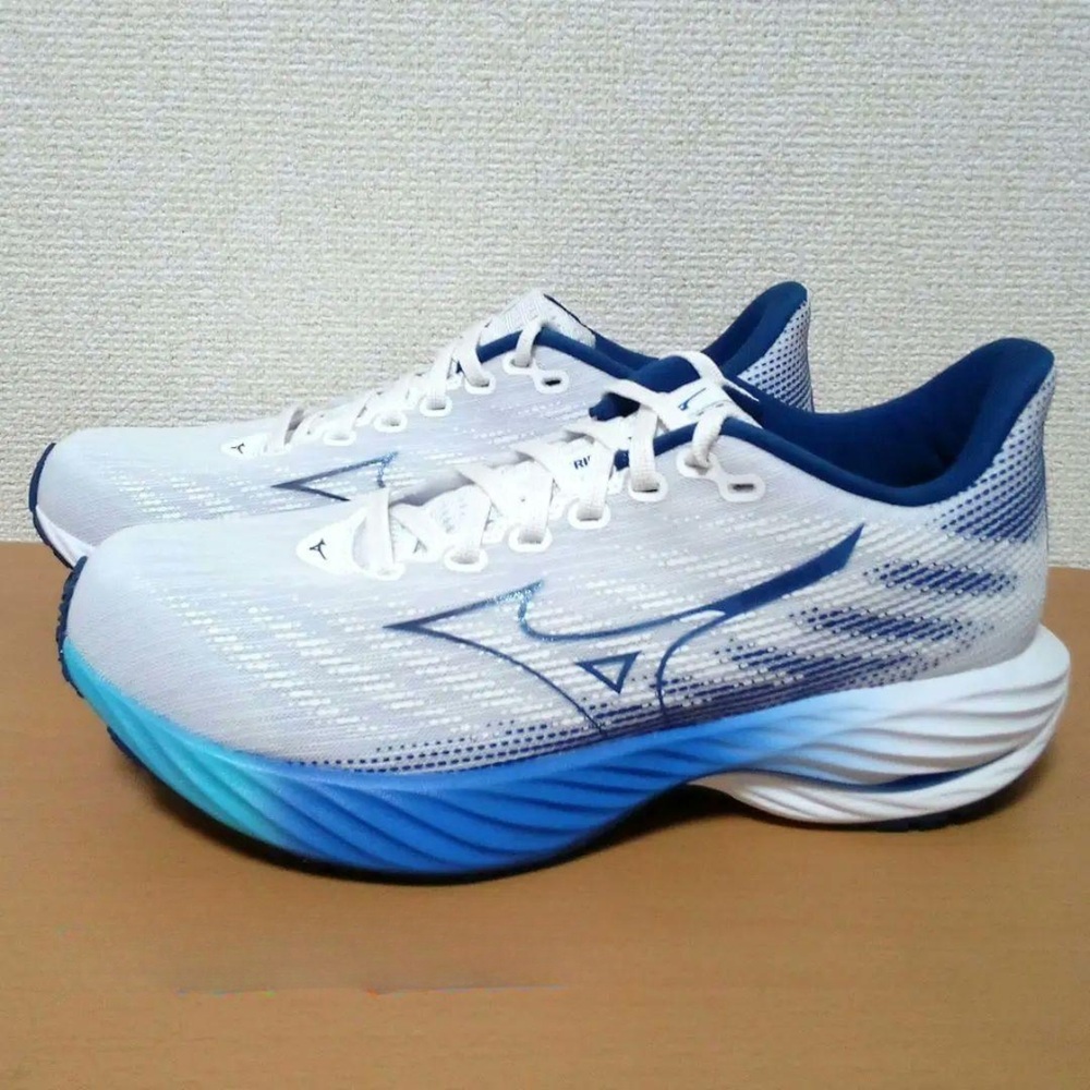 미즈노 웨이브 라이더 28 남성 러닝화 마라톤 운동화 클리어런스 화이트/네이비/블루, 265