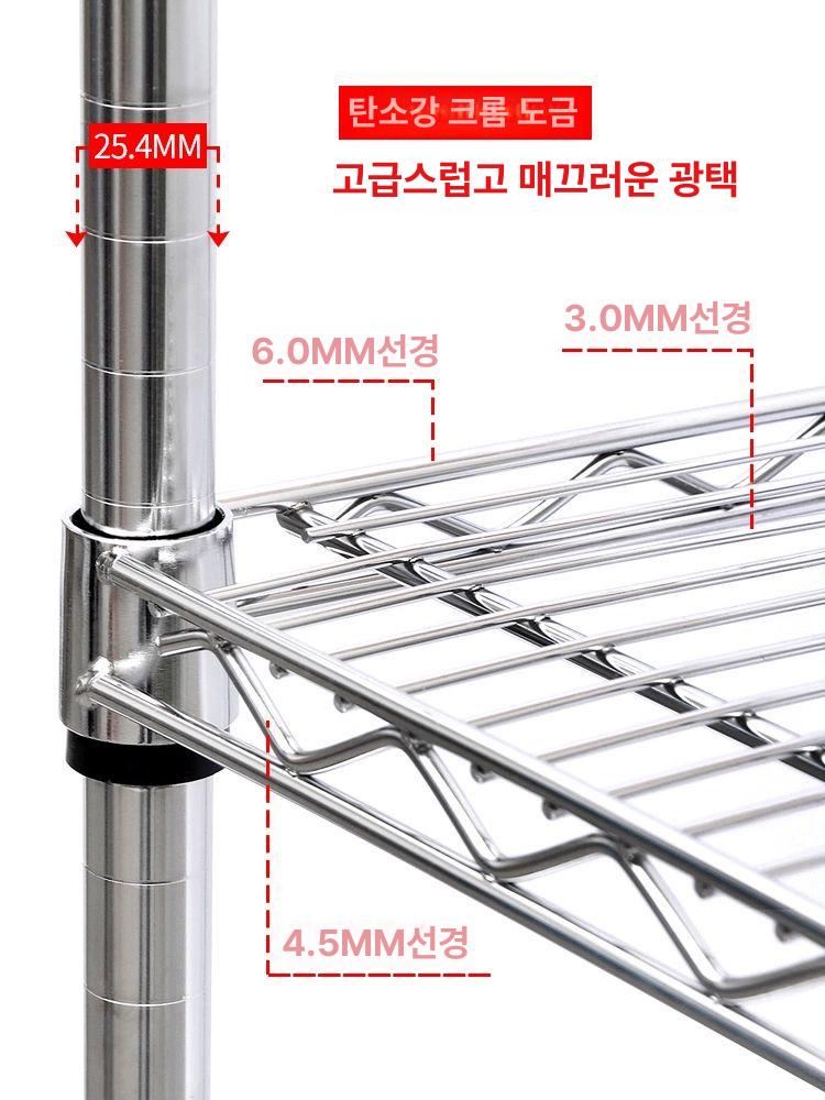 스텐팬트리 메쉬 선반 창고 철제 이동 와이어 펜트리 90x35x160 4층 - 상세 이미지 2