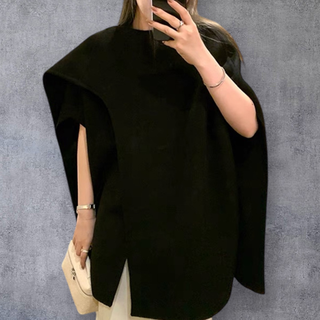 울100 고급 케이프 코트 여성 하이퀄리티 루즈핏 겨울 아우터 제품 이미지