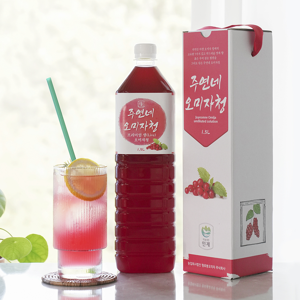 맛있는 수제 생오미자청 원액 엑기스 1.5L 1병 오미자원액 진액 즙 효능 효소 만들기