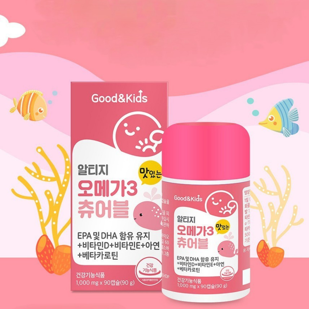 내츄럴플러스 굿앤키즈 알티지 오메가3 츄어블 아기 임산부 피쉬오일 구미 90캡슐, 1개 - 상품 이미지