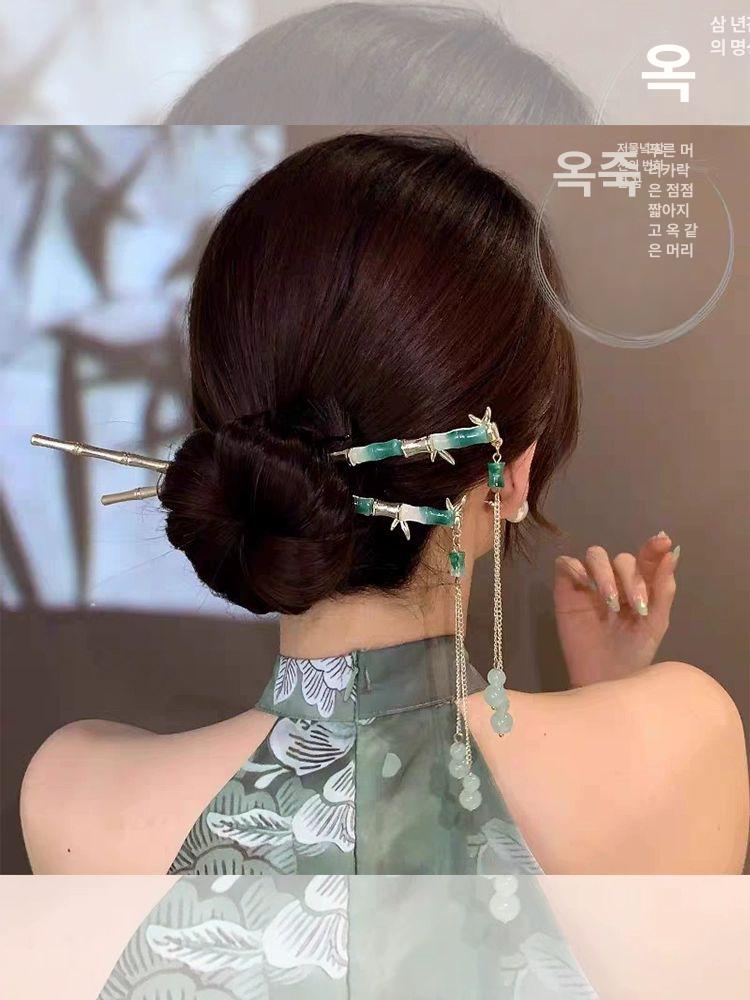 비녀 뒤꽂이 젓가락 연꽃 한복 구슬 대나무 전통 19 목련 머리핀 - 상세 이미지 2