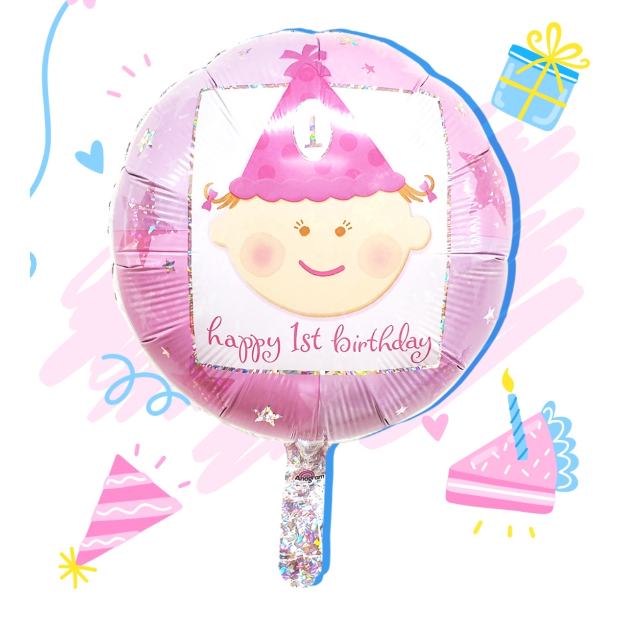여자아이돌잔치준비아기풍선 셀프촬영첫돌돌잔치풍선 핑크색생일파티 18인치 - 상품 이미지