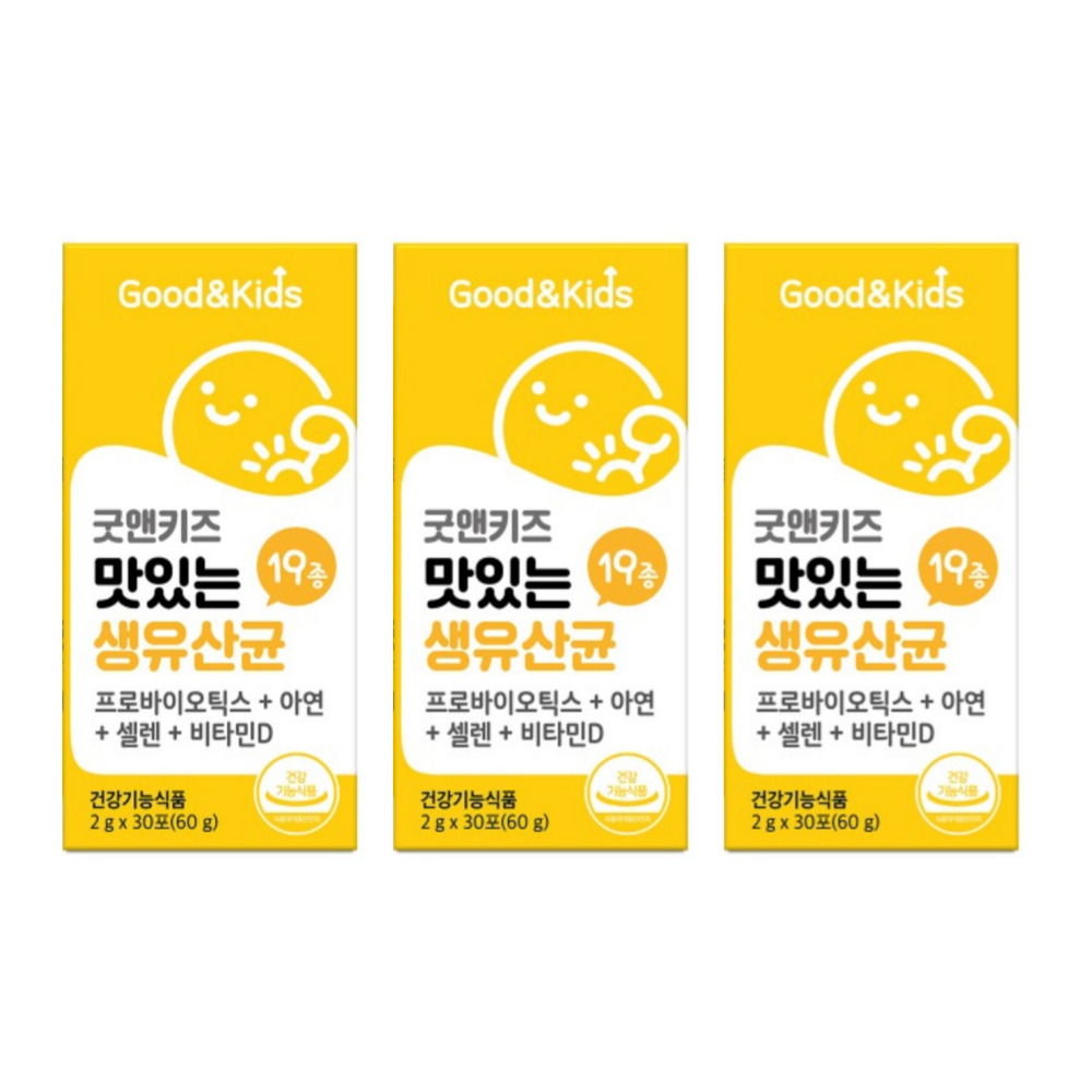 내츄럴플러스 굿앤키즈 맛있는 생유산균 두돌아기 신생아 다이렉트 약 1개월 30포, 3개 - 상품 이미지