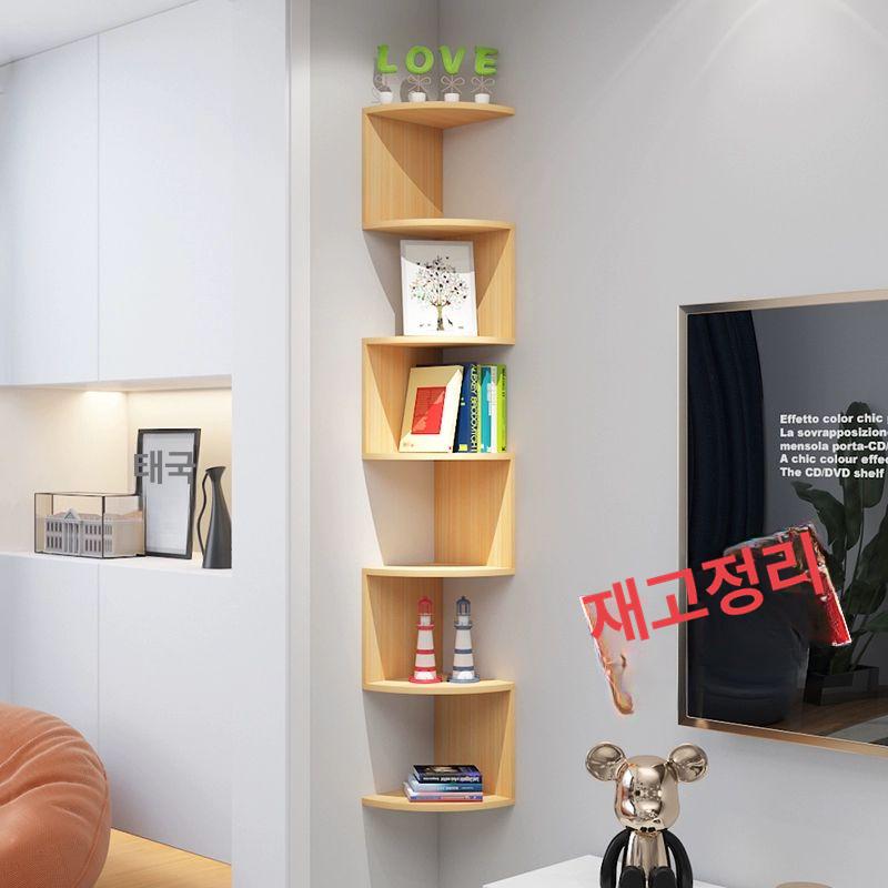 코너장 모서리 선반 캐비닛 진열장 침실 책장 삼각형 2층 반지름 20cm 비치색 - 상세 이미지 2