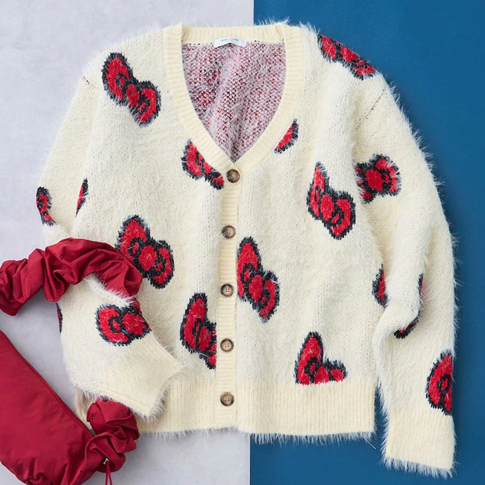 프릭스 스토어 X 헬로키티 가디건 리본 무늬 V Knit Cardigan 1132248902903 - 상세 이미지 3