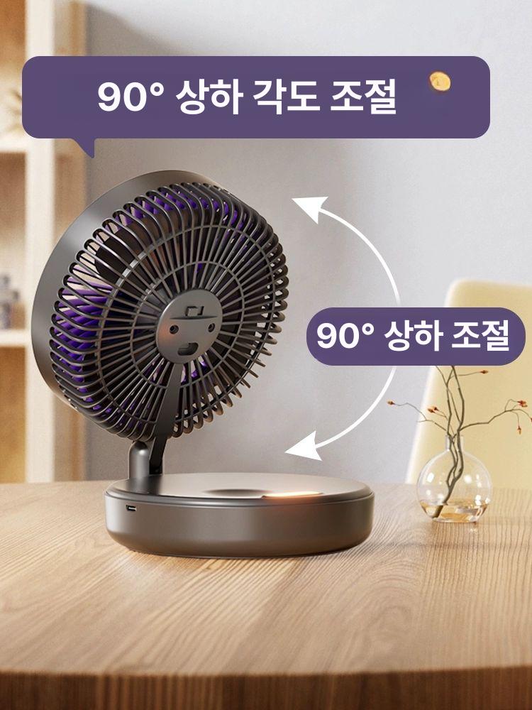 선풍기 탁상용 무소음 팬 스탠드 야외 캠핑 미니 작은 무선 손풍기 1.충전식 1200mAh 회색 - 상세 이미지 3