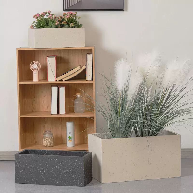 사각 시멘트화분 플랜트 테라스 토분 조경 인테리어 샴페인 옐로우 시멘트 40x19X15cm - 상세 이미지 2
