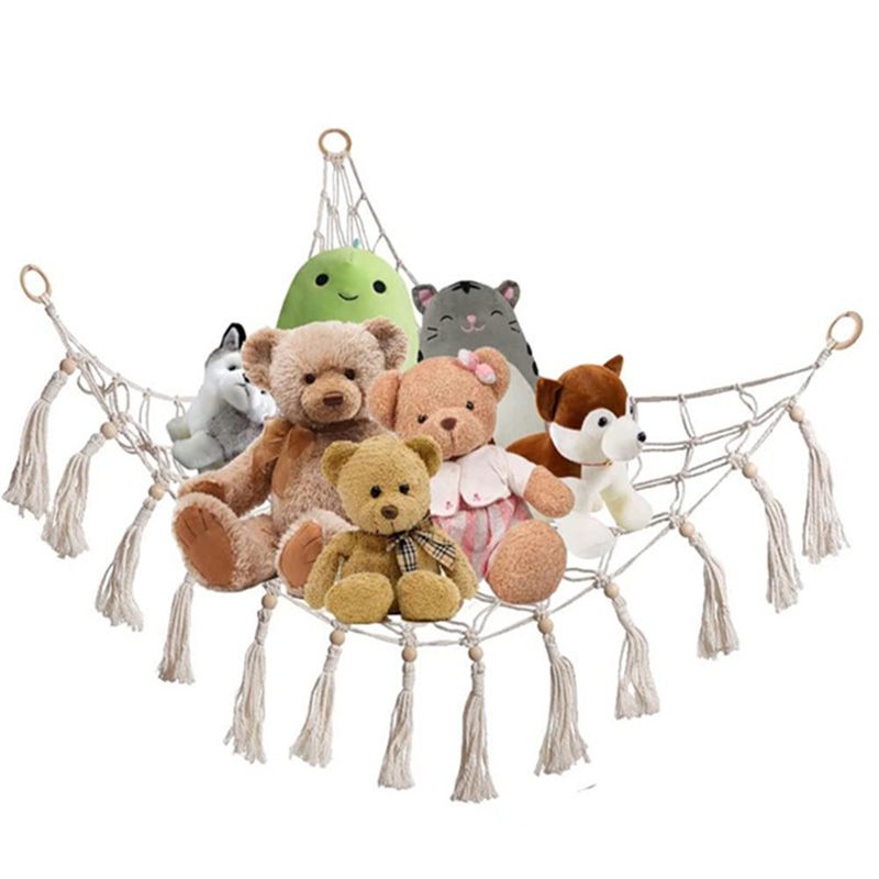 마크라메 인형 보관 인형해먹 그물 벽걸이 걸이 인테리어 소품 삼각 빈티지 로프 - 상세 이미지 3