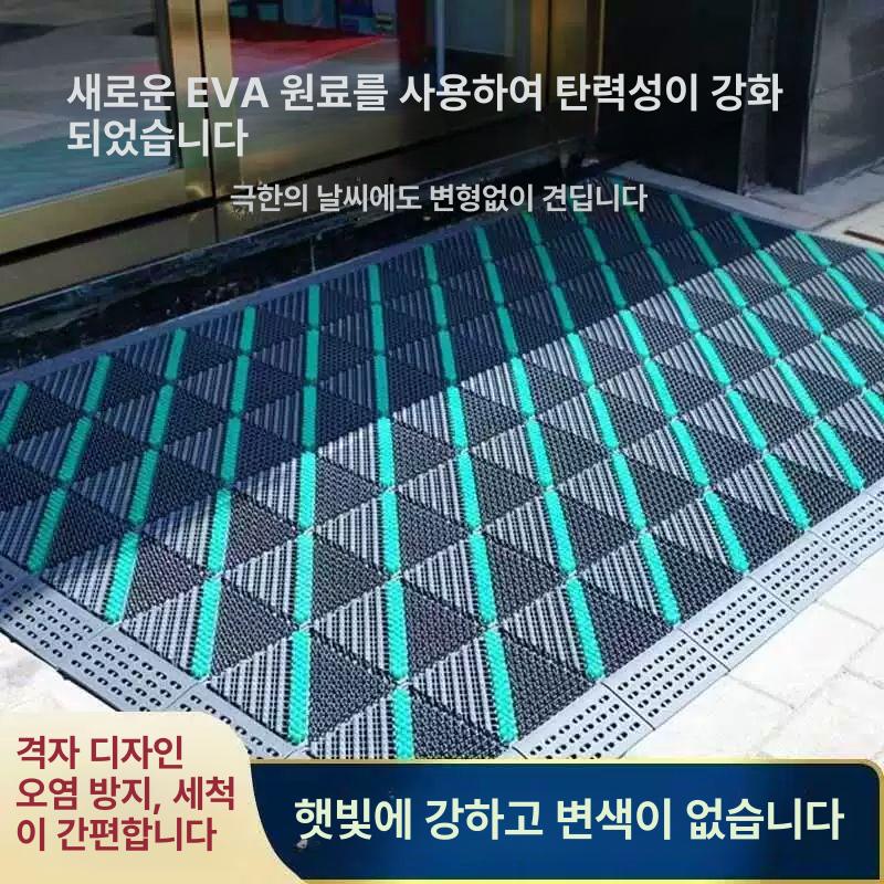 입구 매트 사무실 업소용 욕실 회사 외부발 미끄럼방지 싱글 브러시 그레이 블록-그레이 브러시 60 X 90 모서리 포함 사이즈 - 상세 이미지 5