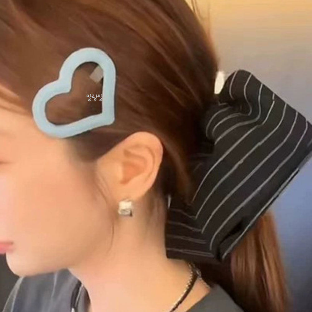 블루 데님 머리핀 귀여운 옆머리 하트 똑딱삔 구름 헤어핀 이미지 7