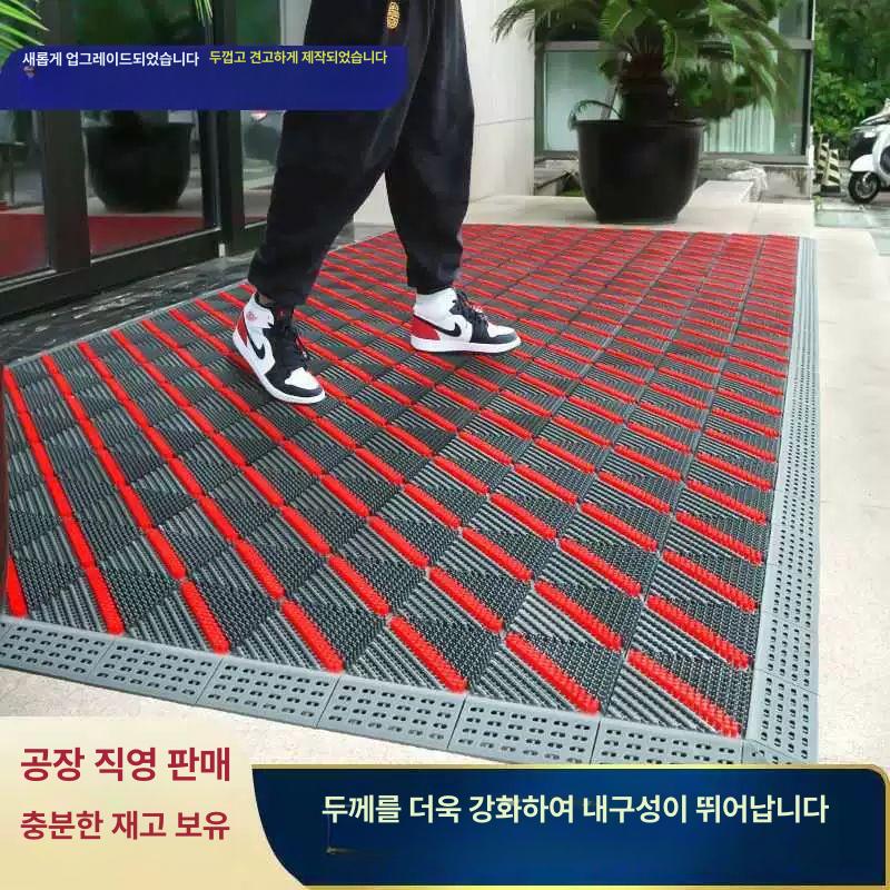 입구 매트 사무실 업소용 욕실 회사 외부발 미끄럼방지 싱글 브러시 그레이 블록-그레이 브러시 60 X 90 모서리 포함 사이즈 - 상세 이미지 3