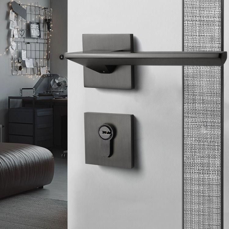 모던 방문손잡이 욕실손잡이 화장실 안방 문고리 도어핸들 A형 마그네틱 무음 키포함