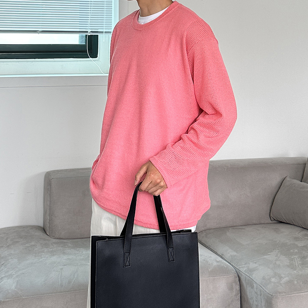 남자 여름긴팔티 바캉스 시스루 오버핏 린넨 쿨 티셔츠 이미지 4