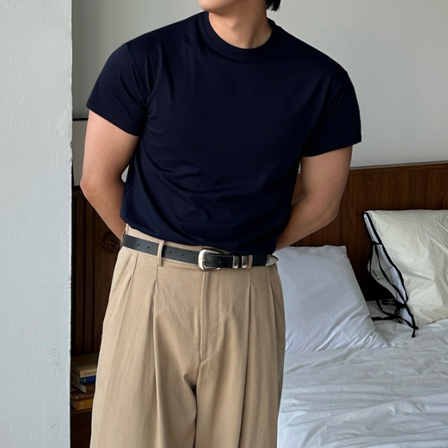 1+1 남자 레캐 머슬핏 여름 아이스 쿨 분또 무지 반팔티 - 상세 이미지 2