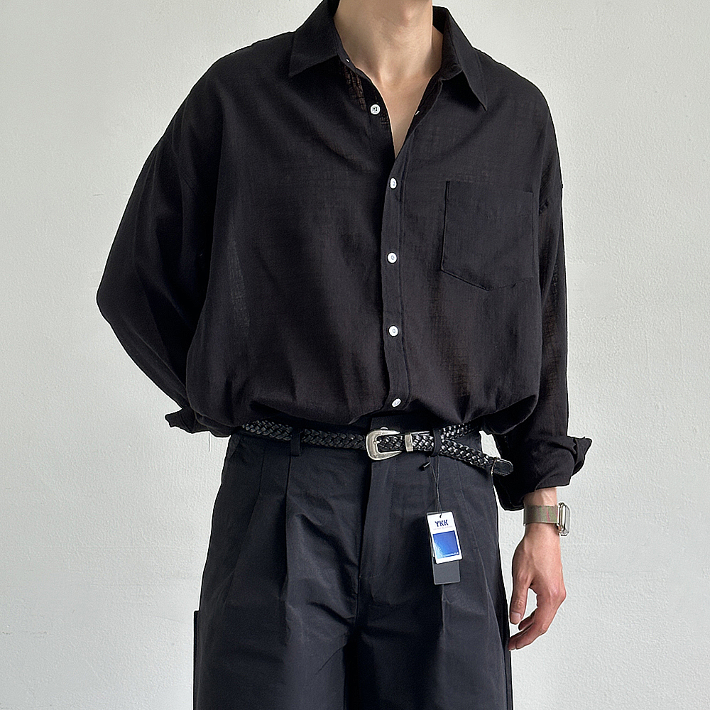 남자셔츠 오버핏 바캉스 여름 마 남방 남자린넨셔츠 - 상세 이미지 4