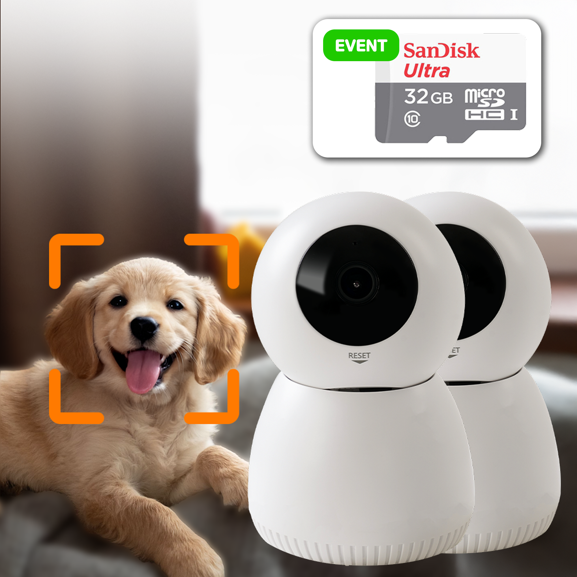 도기캠 2개 패키지 AI 펫캠 홈캠 강아지 고양이 실시간 인공지능 반려동물 CCTV QHD - 상품 이미지