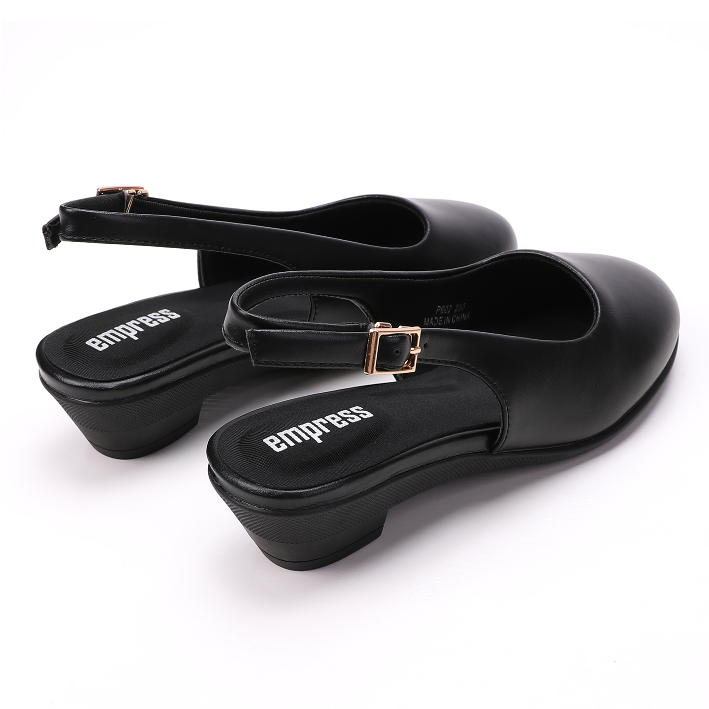 엠프리스 발편한 슬링백 구두 슬링백힐 여성 여름구두 4CM 블랙 청키힐 둥근코 B8BK - 상세 이미지 4