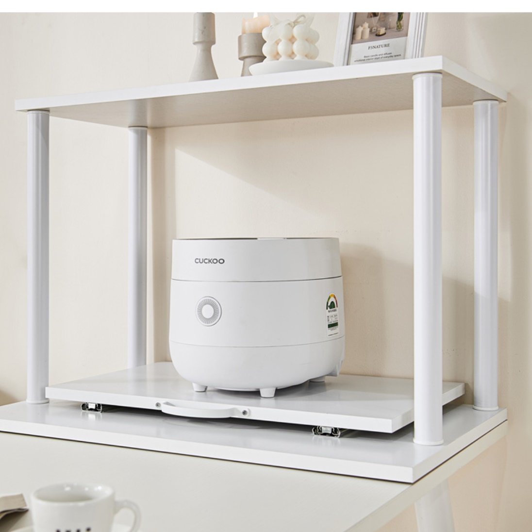 전기 밥솥 선반 레일 밥통 수납장 전자 렌지대 미니