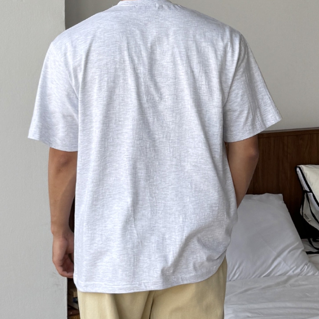 남자 레세 오버핏 여름 레터링 면 반팔티 - 상세 이미지 5