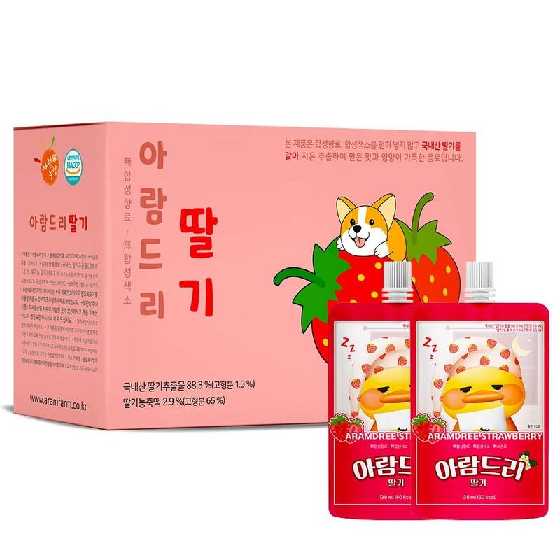 아람드리 딸기 주스 1박스 (138ml x 10팩) : 씨유니마켓