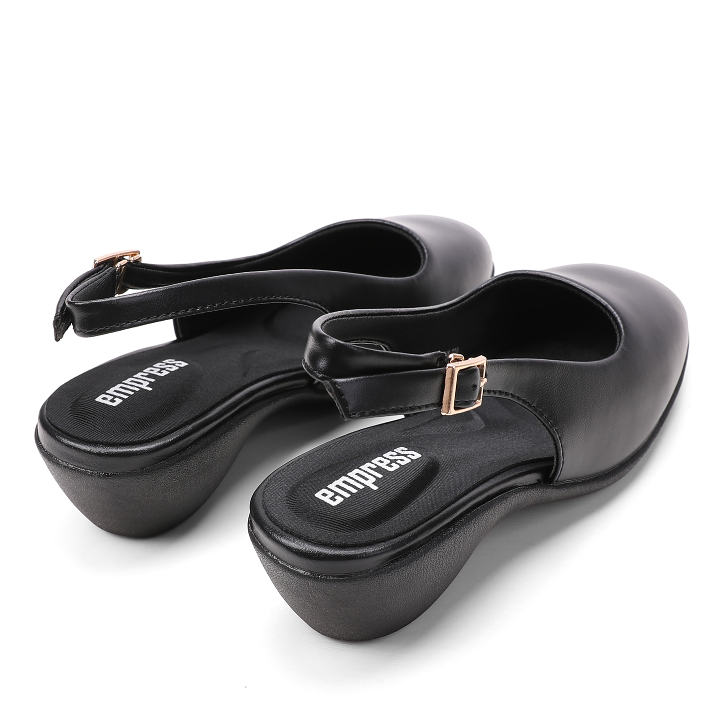 엠프리스 발편한 슬링백 구두 슬링백힐 여성 여름구두 4CM 블랙 통굽 둥근코 71BK - 상세 이미지 4