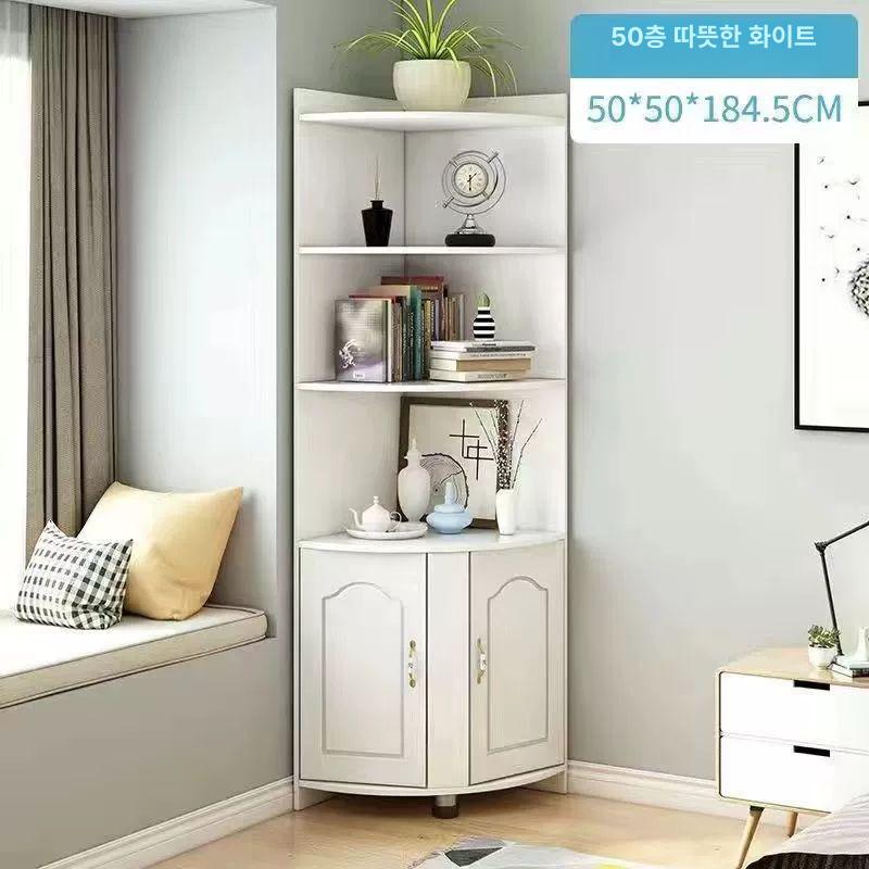 욕실코너장 샤워실 화장실선반 주방 정리 엔틱 우드 40x40cm 4층 따뜻한 화이트이중 화이트 - 상세 이미지 4