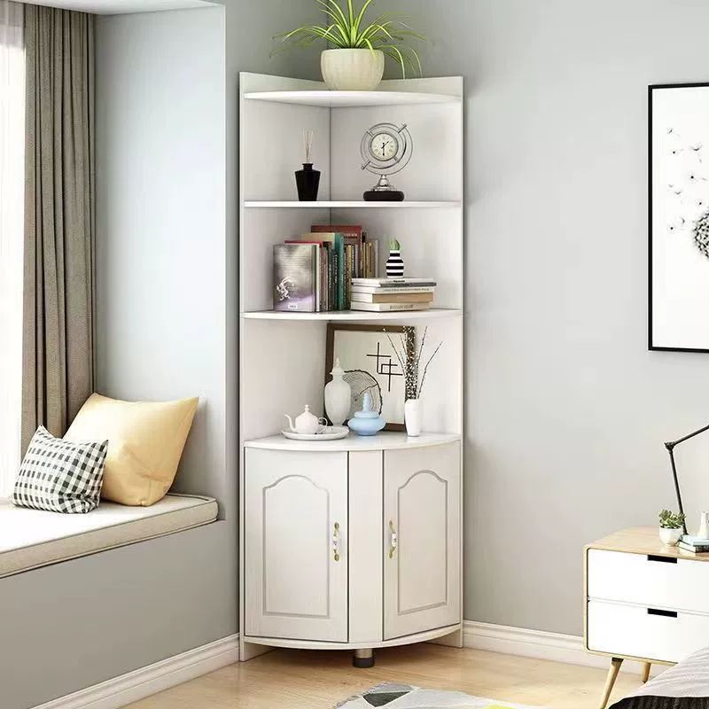 욕실코너장 샤워실 화장실선반 주방 정리 엔틱 우드 40x40cm 4층 따뜻한 화이트이중 화이트 - 상품 이미지