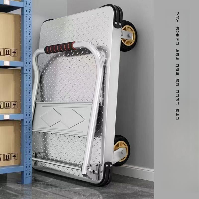 대형 구르마대차 접이식 짐수레 끌차 창고 운반카트 90x60cm 1000kg 무소음 - 상세 이미지 3