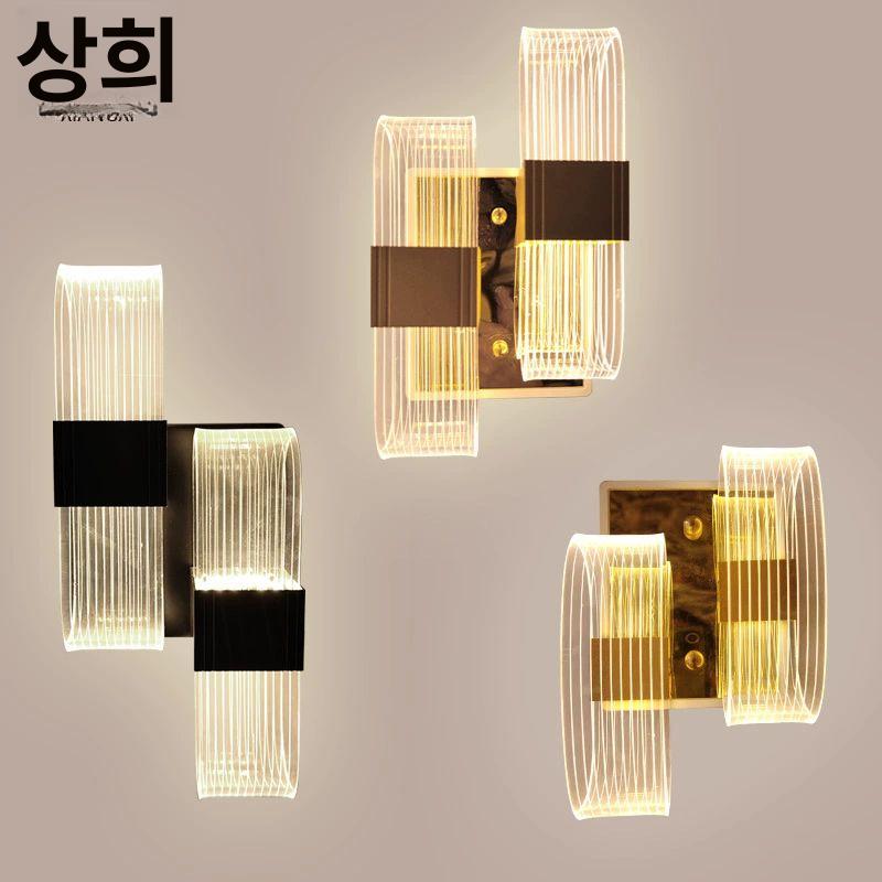 북유럽 모던 아크릴벽등 전등 램프 거실 인테리어 A형 단일 헤드 스트라이프 블랙 - 상세 이미지 4
