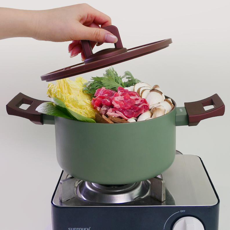 에지리 카라멜로 IH 인덕션 세라믹 인덕션용 편수 냄비 18cm 아이보리 - 상세 이미지 4