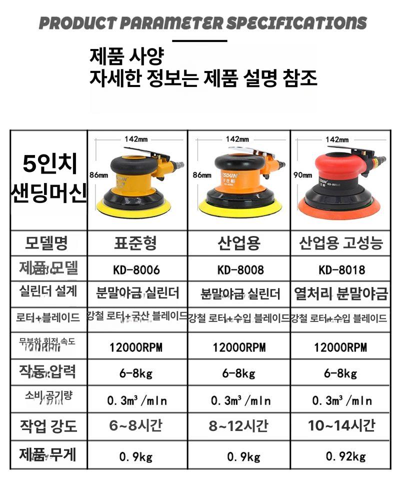 에어샌딩기 6인치 샌더기 광택기 원형센딩기 자동차 왁싱 특혜형 공압 연마기 - 상세 이미지 5