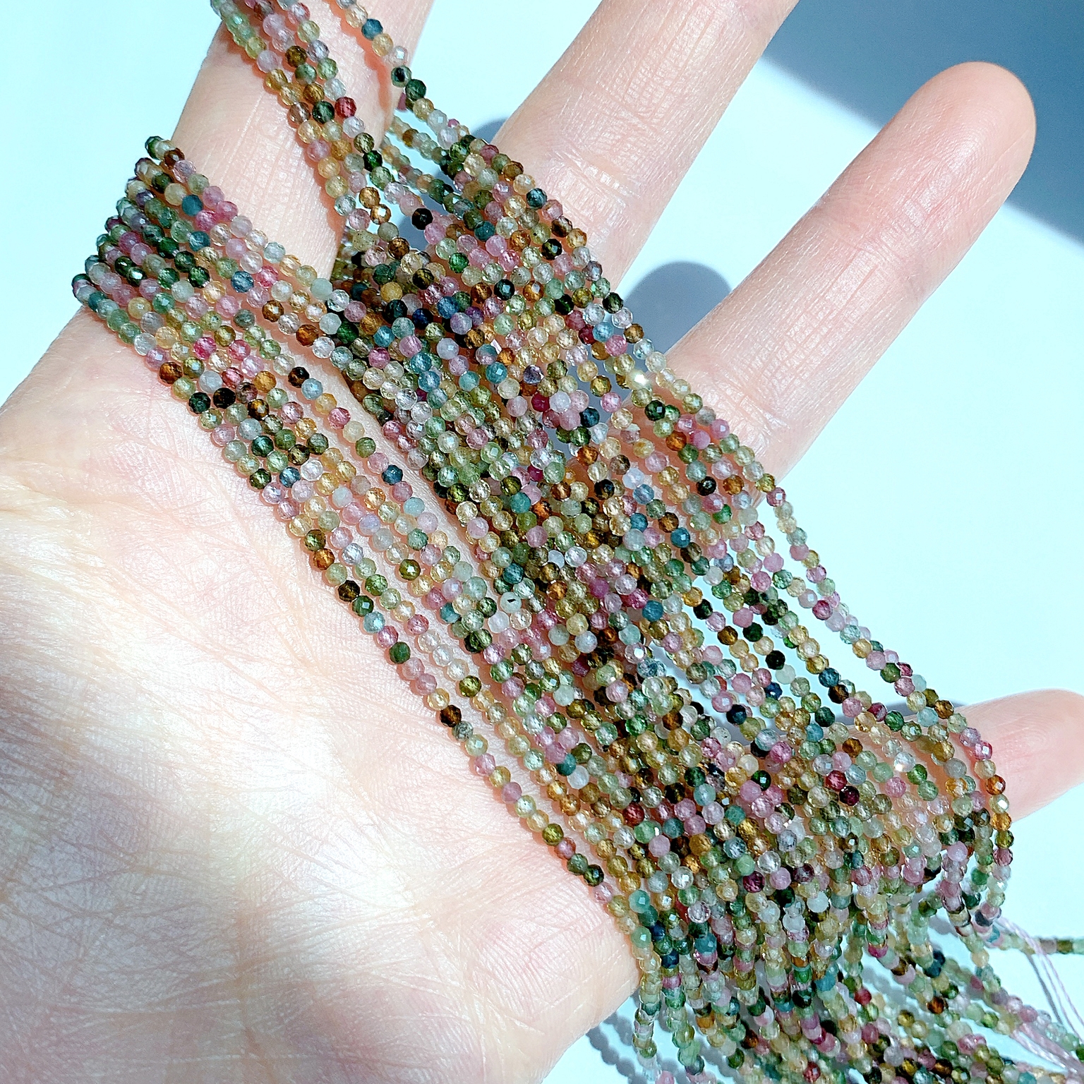 에이플로 AAA 멀티 토르마린 토르말린 원석 부자재 팔찌만들기 2mm, 1줄 - 상세 이미지 3