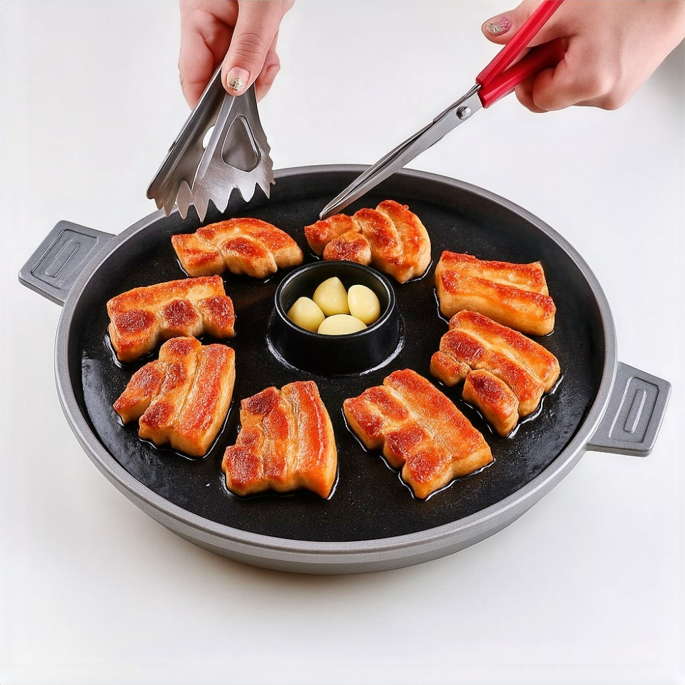 마늘홀 무쇠주물 솥뚜껑 철판 직화 불판 삼겹살 불고기 원형 냉삼 구이판 가정용 업소용