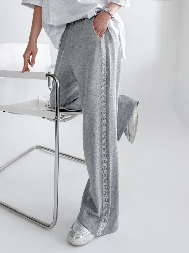 폼나나 Pomnana 루즈핏 레이스 긴 면바지 롱레이스긴바지 여름 가을 팬츠 - 상품 이미지