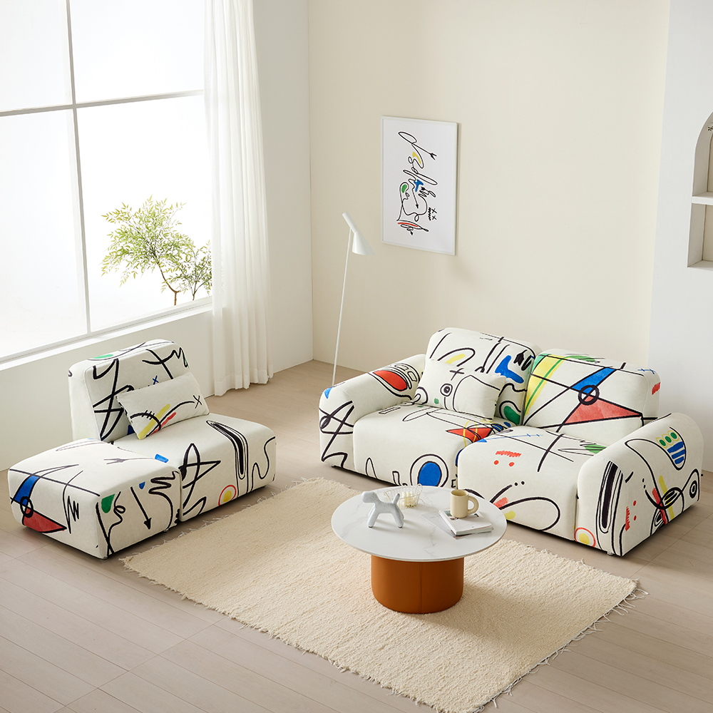 듀이 아트 4인용 쇼파 프리미엄 갤럭시 패브릭 모듈 소파 CL526