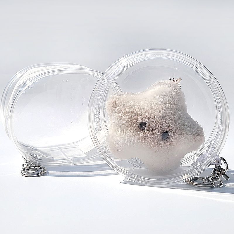 투명 PVC 솜 인형 미니 파우치 키링 보관 방수 원형 가방 가챠 피규어 5CM 10CM - 상품 이미지