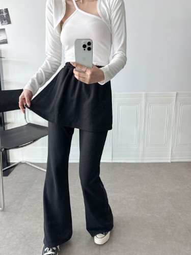 폼나나 Pomnana 슬림핏 치마 롱바지 랩부츠컷 여름 가을 팬츠 - 상품 이미지