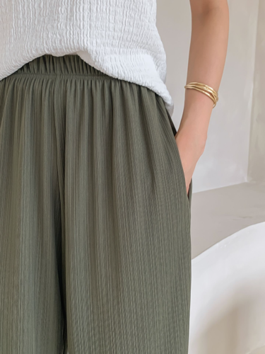 폼나나 Pomnana 오버핏 주름 스판 긴바지 설레임 데일리 편한 팬츠 - 상세 이미지 3