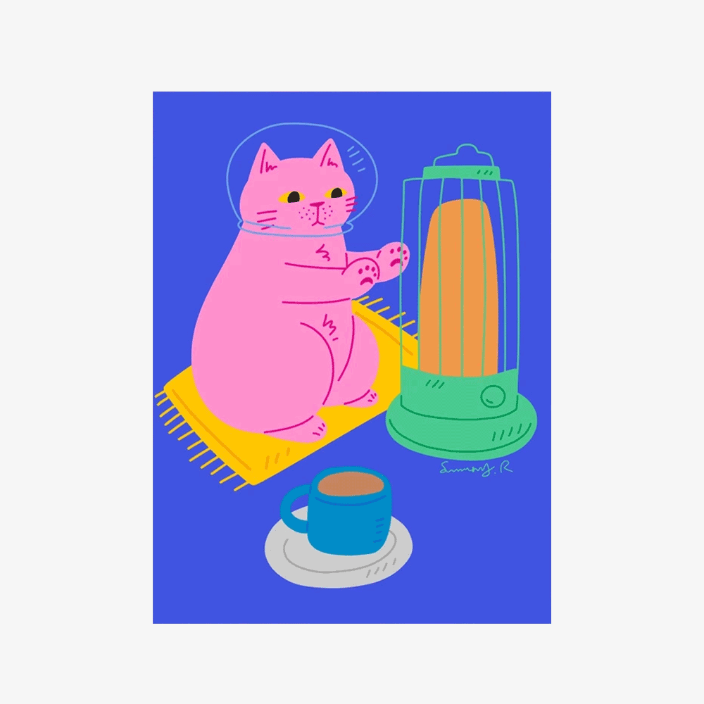 난로 고양이 캔버스 포스터 인테리어 그림 일러스트 벽 디자인 - 상품 이미지