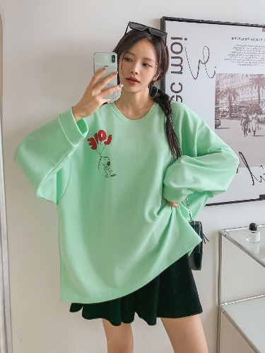 폼나나 Pomnana 오버핏 프린팅 긴팔 풍선 봄 가을 맨투맨 - 상품 이미지