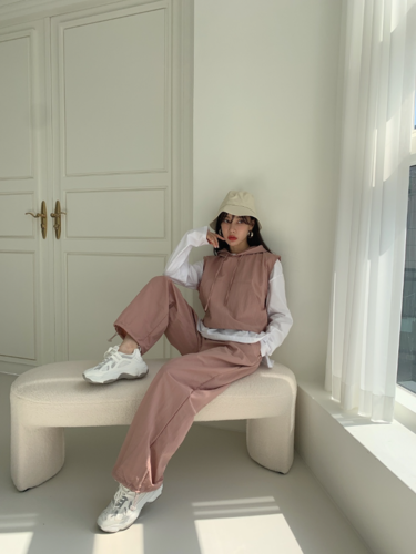 폼나나 Pomnana 루즈핏 고무줄조절 일자 긴바지 프라 데일리 편한 팬츠 - 상품 이미지