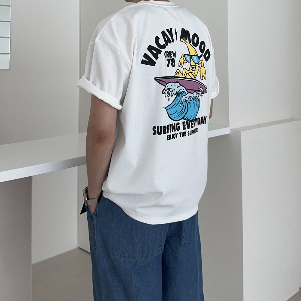 쿨 티셔츠 남자 오버핏반팔 분또 프린팅 나염 커플 반팔티 - 상세 이미지 2