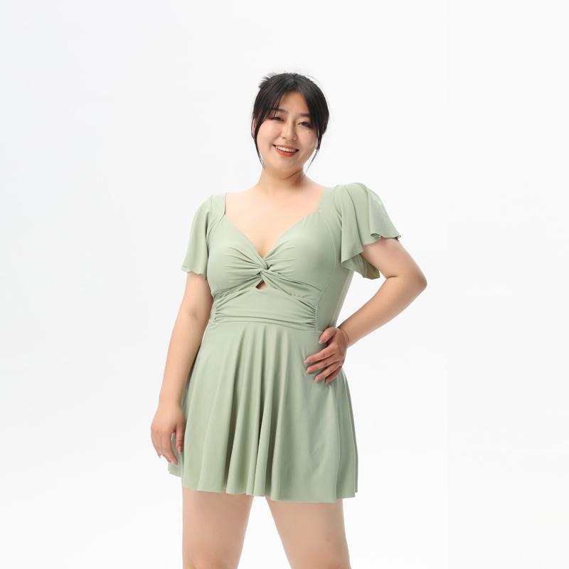 105KG 초 빅사이즈 슬림해 보이는 여성 원피스 수영복 엄마수영복 체형커버 치마바 - 상품 이미지