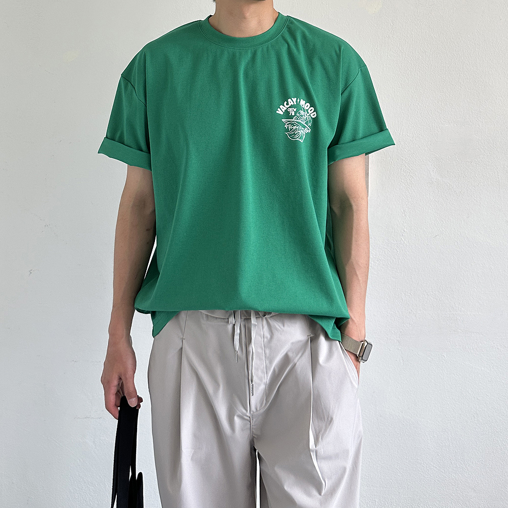 쿨 티셔츠 남자 오버핏반팔 분또 프린팅 나염 커플 반팔티 - 상세 이미지 5