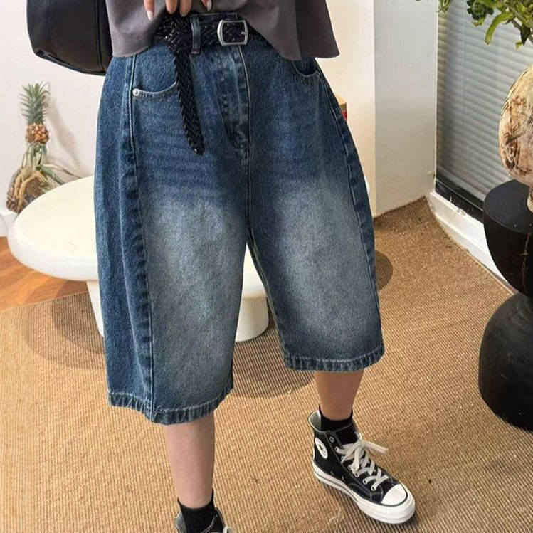 여성 오버사이즈 와이드핏 데님 숏팬츠 여름 5부 청바지 bying24 데님블루 S(40-50kg) - 상세 이미지 2