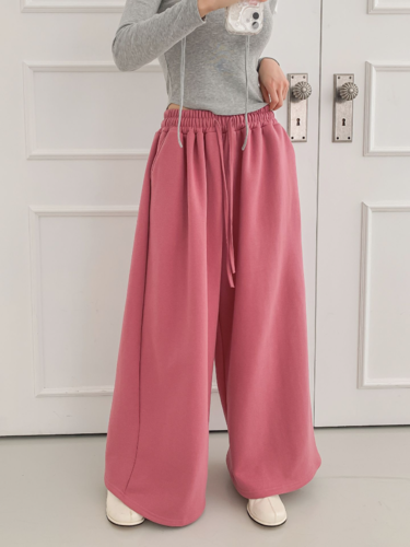 폼나나 Pomnana 루즈핏 트레이닝 허리끈 기모통와이드 가을 겨울 팬츠 - 상세 이미지 3